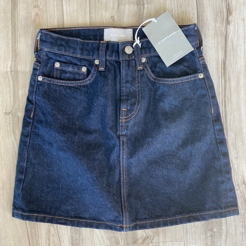 NEW Everlane The Denim Skirt in Dark Indigo Rinse Size 23 NWT
